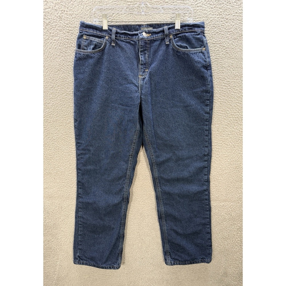 Cabelas Jeans Womens 14 Short Blue Fleece Lined Workwear Chore Barn Outdoors